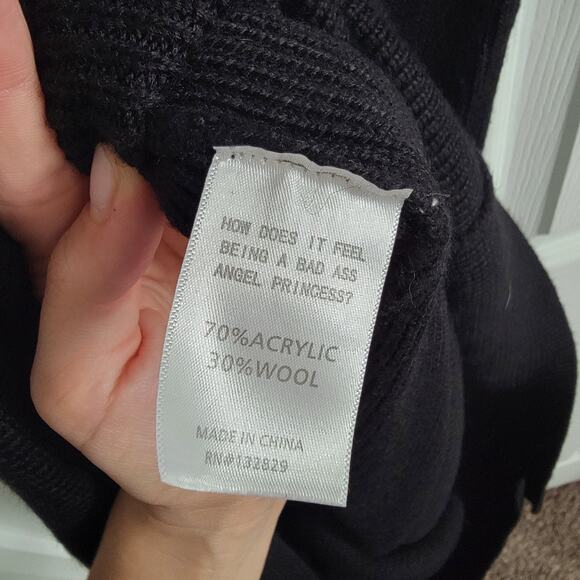 Revolve LPA Kavala Sweater Dress Wool Black Button Up Bodycon Long Sleeve Large - Picture 7 of 7